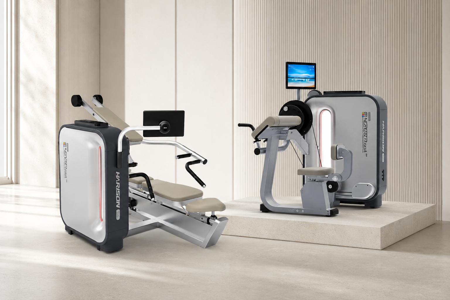 Two Harison Omega smart digital resistance strength machines in a premium studio